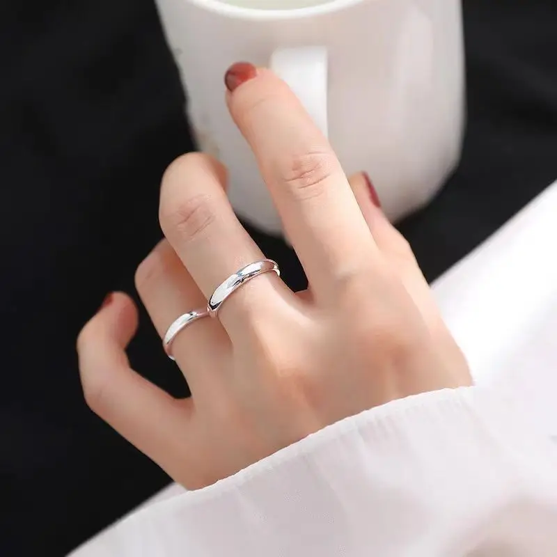 Buyee 925 Sterling Silver Couples Ring Elegant Can Engrave Name & Date Open Ring for Women Men Classic Fine Jewelry Circle - Image 5