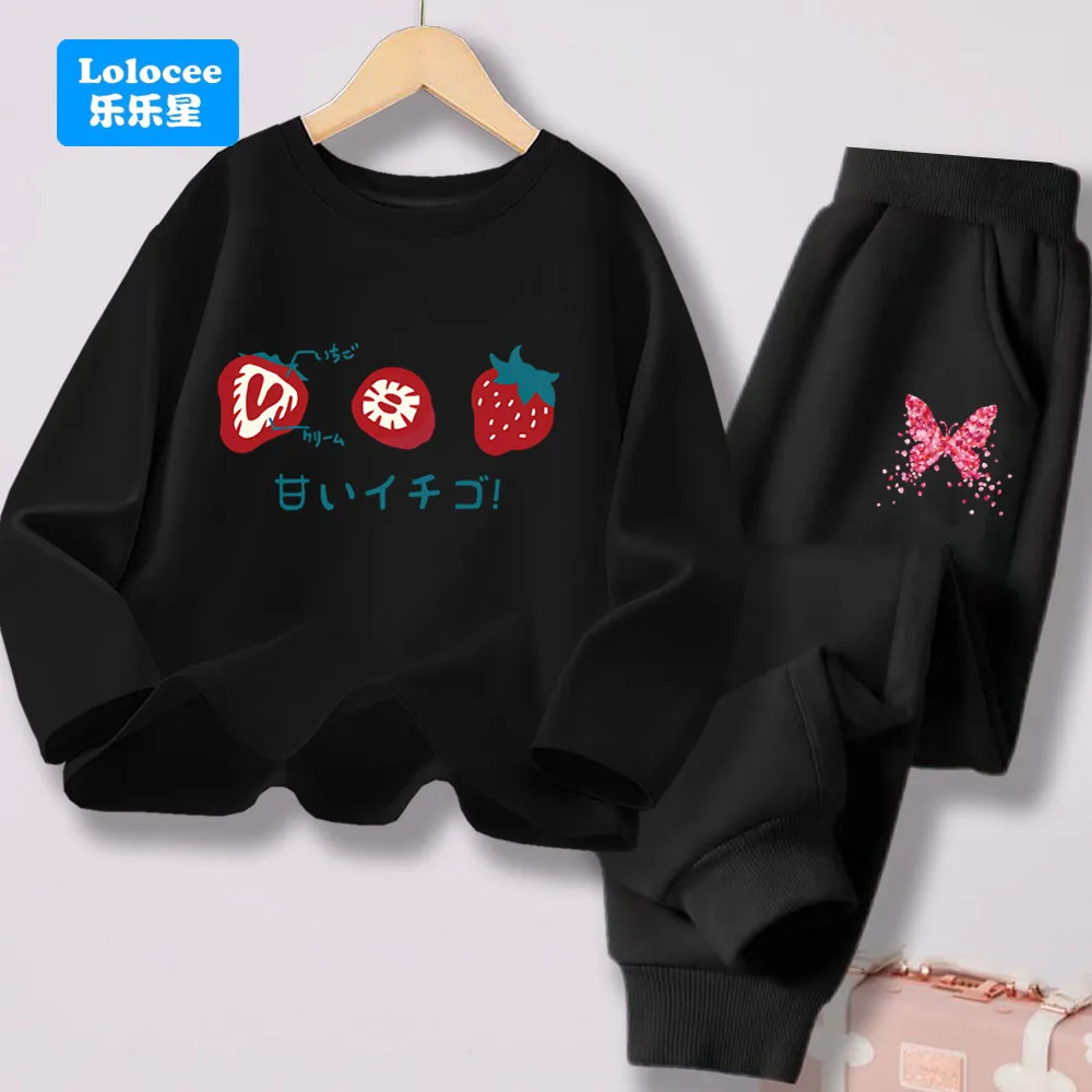 Lovely Children Autumn Pullove T-shirts and Pocket Bottom 2 Pcs Sets Baby Girls Cotton Set Kids Spring Clothes CMRW1