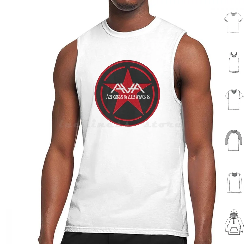 Black And Red Logo Tank Tops Print Cotton Music Punk Angels And Airwaves Band Pop Delonge Ava Moon