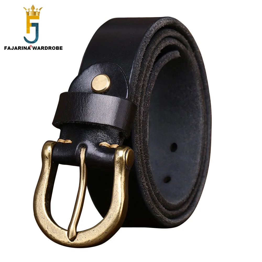 FAJARINA New Design Top Layer Thickened Cowhide Leather Belt for Men 3.8cm Wide