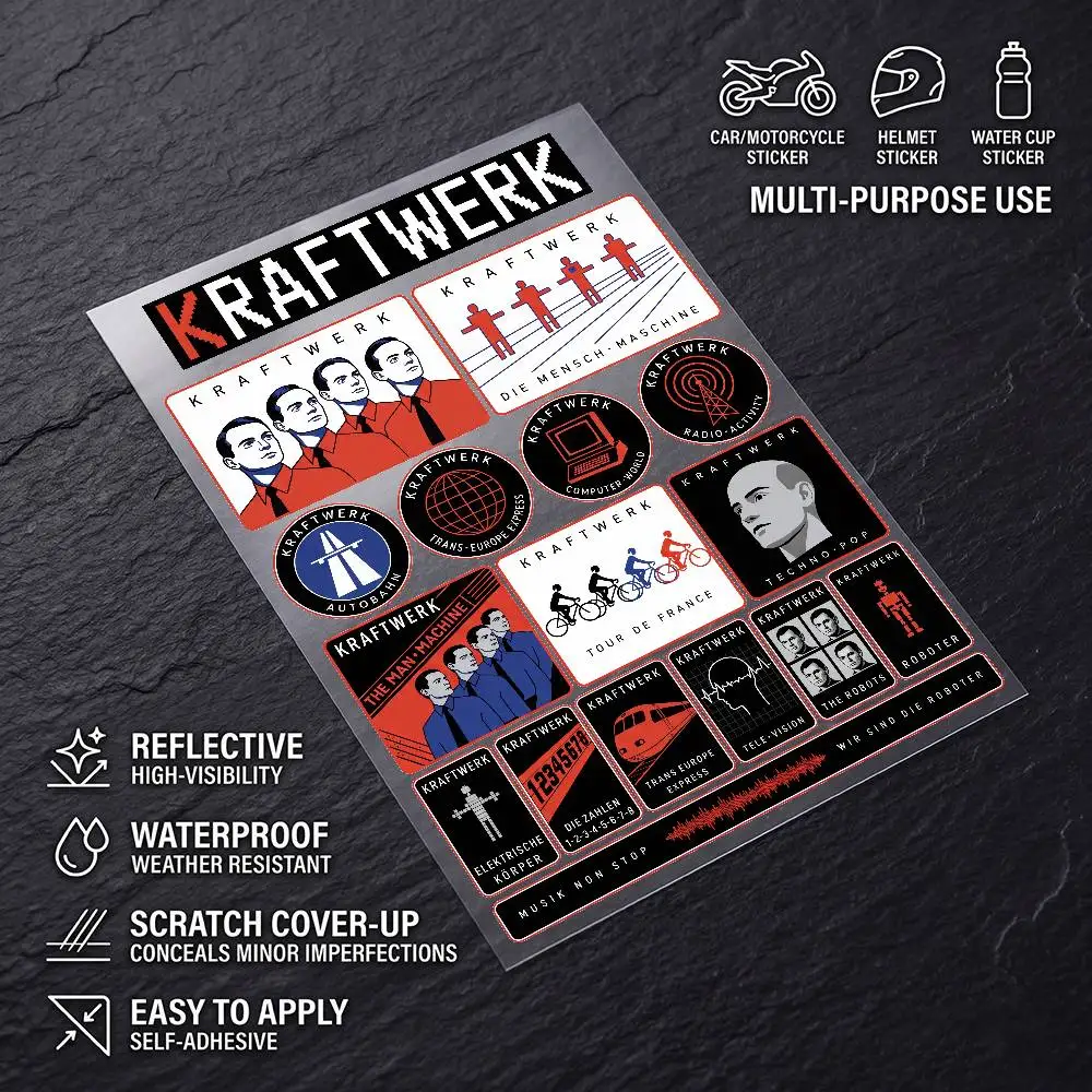 K-kraftwerk Safety Reflective Waterproof Auto Decal Scratch Cover Stickers Universal For Bike Helmet Mug Refrigerator