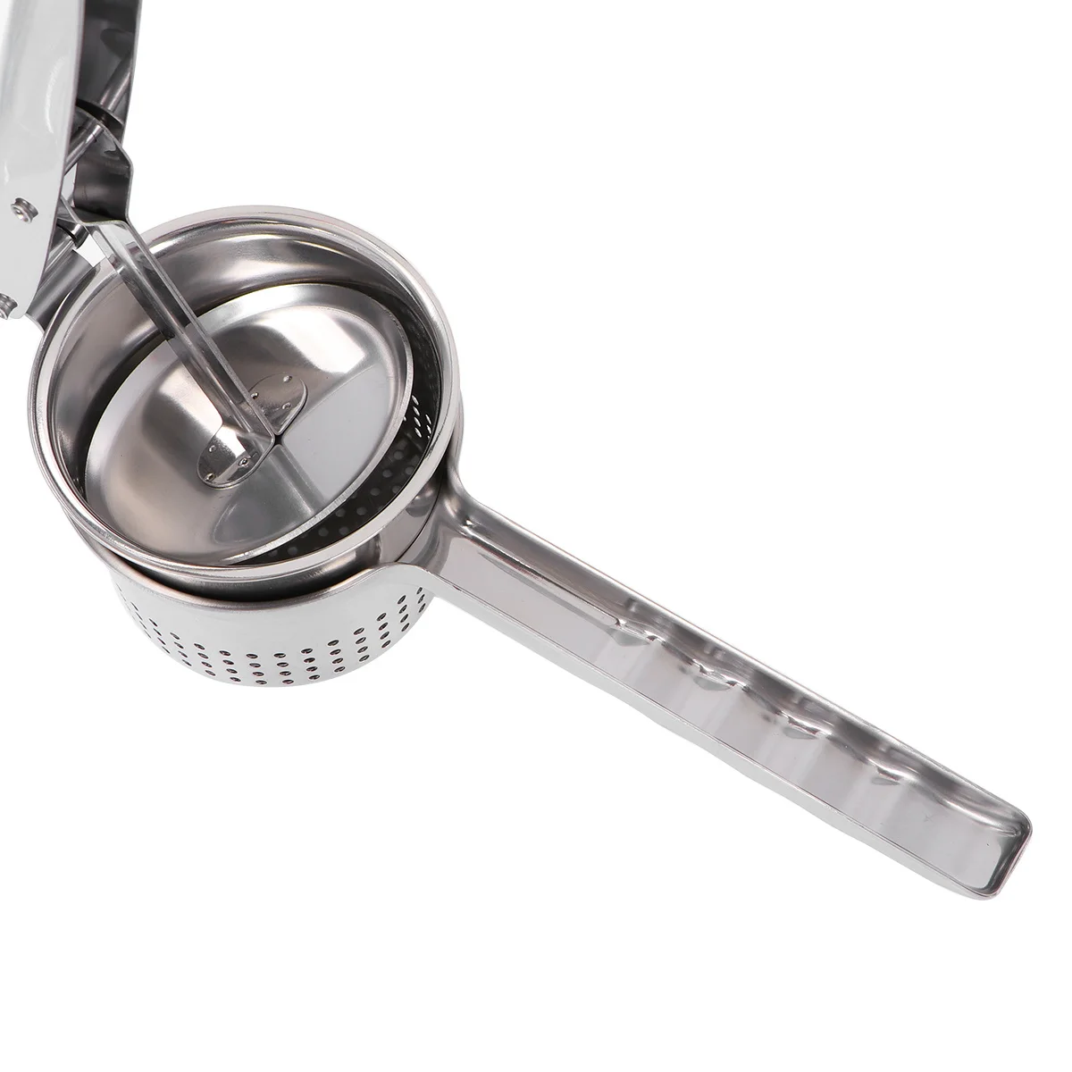 

Stainless Steel Manual Potato Masher Ricer with Polished Finish Comfortable Handle for Easy Mashing Pressing Juicing Lemons