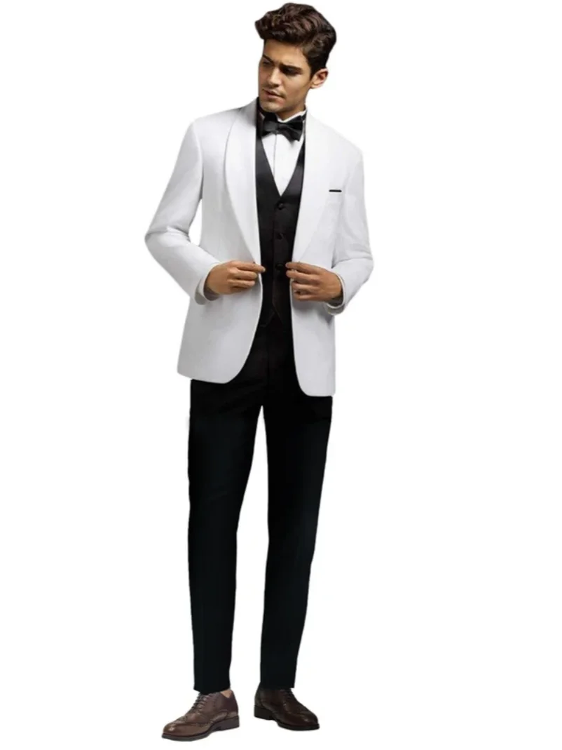 

3 Pieces Casual Slim Fit Men's Wedding Suits Shawl Lapel One Button Blazer Dinner Wedding Groom Tuxedos Business Suits