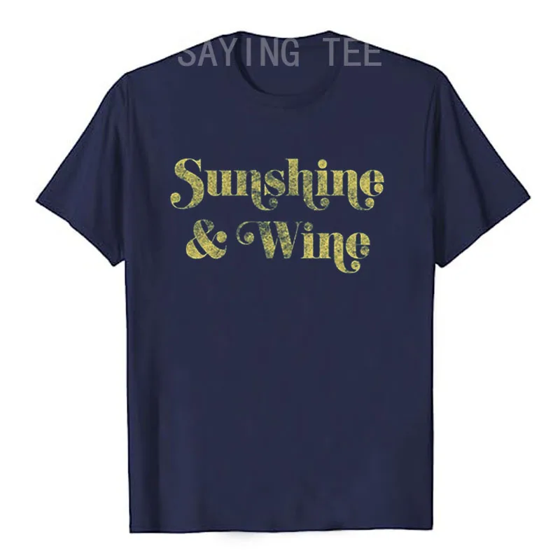 

Womens Sunshine and Wine T-Shirt Humor Funny Summertime Drinking Vino Letters Graphic Saying Tee Summer Fashion Holiday Clothes