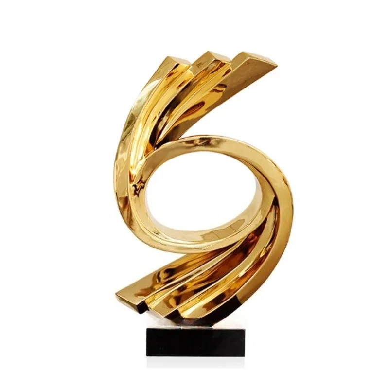 

Hotel Villa Living Room Office Desk Decoration Rose Abstract Decorative Art Sculpture Resin Crafts Electroplating Design