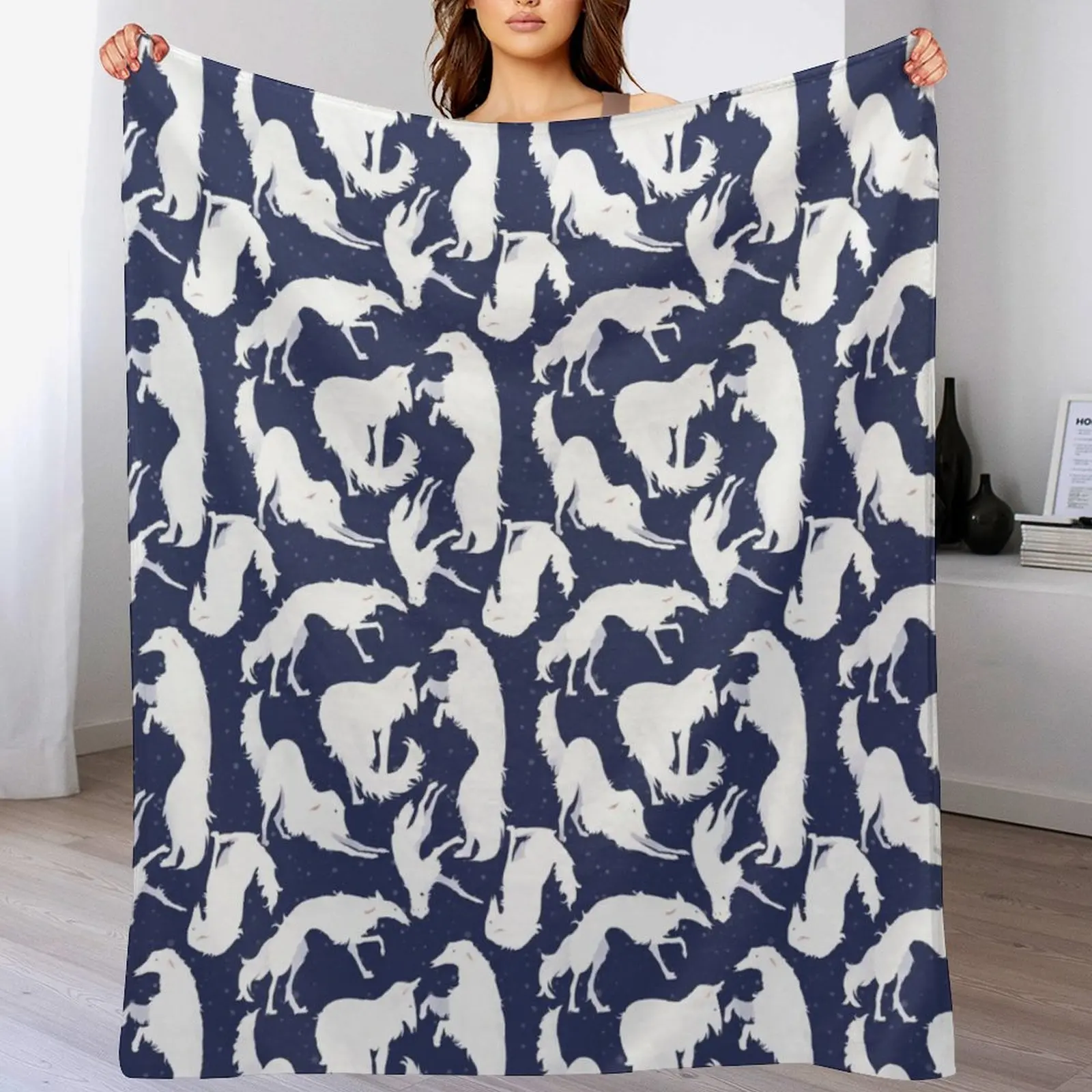 

Borzoi Throw Blanket Soft Plush Plaid Hair Blankets
