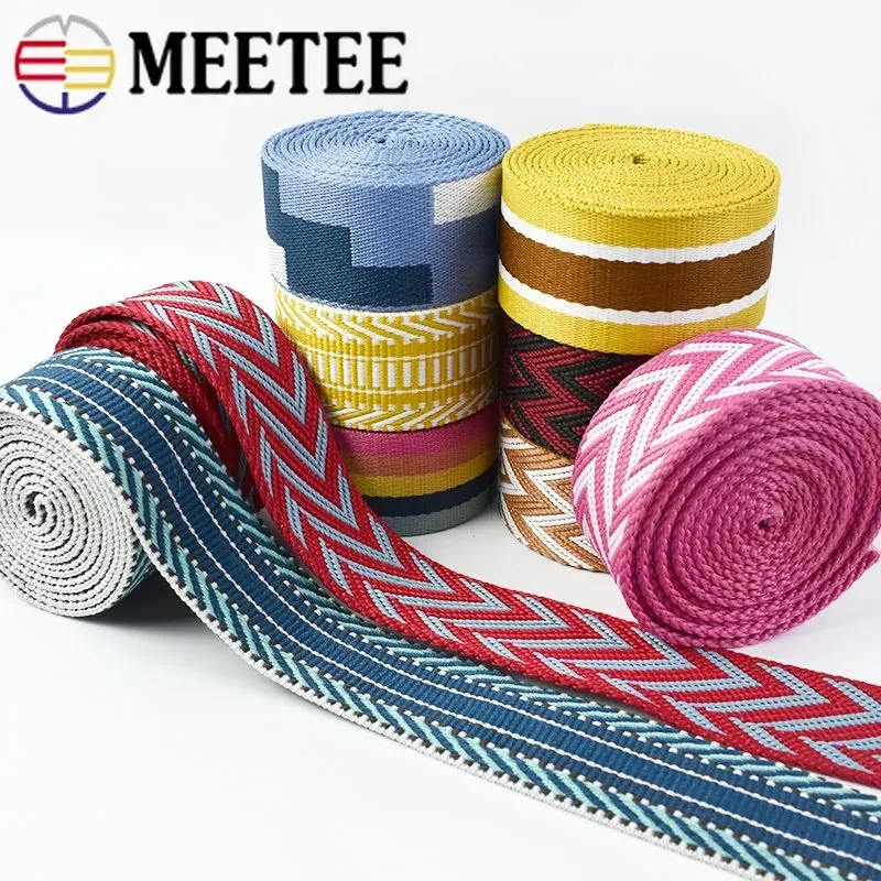 2/4Meters 38mm Jacquard Nylon Webbing Tapes Ethnic Ribbon for Bag Strap Backpack Belt Bias Band DIY Luggage Sewing Accessories