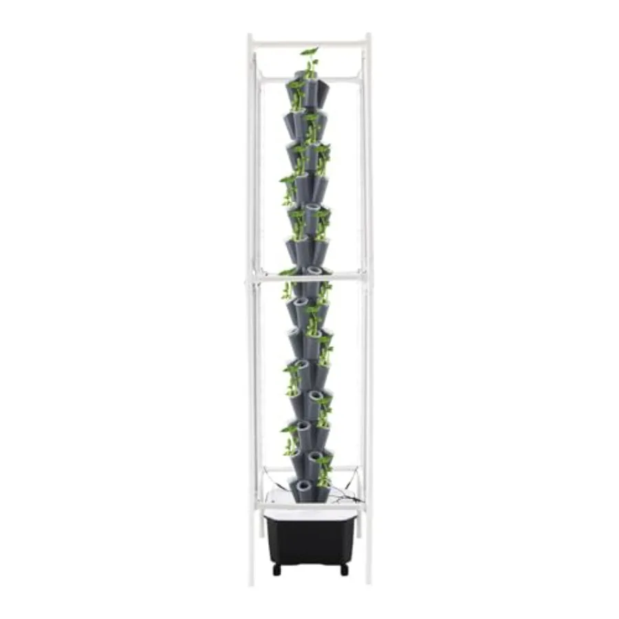Indoor hydroponic grow tower for home, office, balcony, kitchen: 70 holes, 14-layer vertical system with 8 LED lights, wheels,