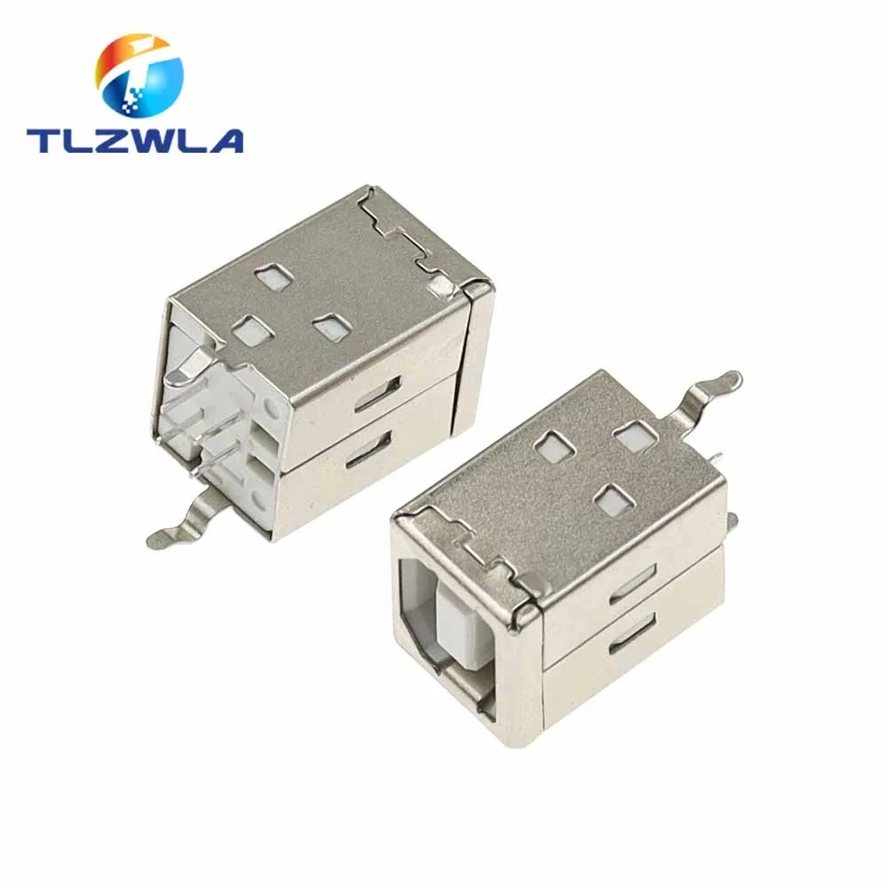 10Pcs Square USB Socket USB B Type Female 180 Degree PCB Welding Parent Connector For Printer Data