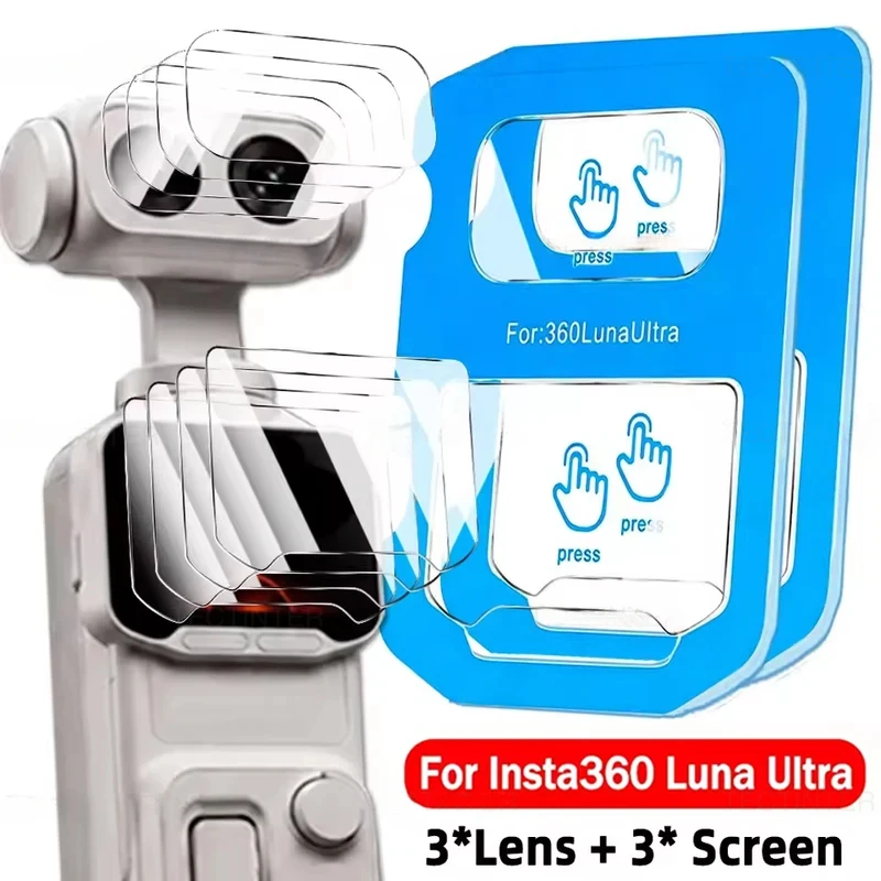 9H Tempered Glass Screen & Lens Protector for Insta360 Luna – Explosion-Proof Film with Install Kit, Camera Accessories