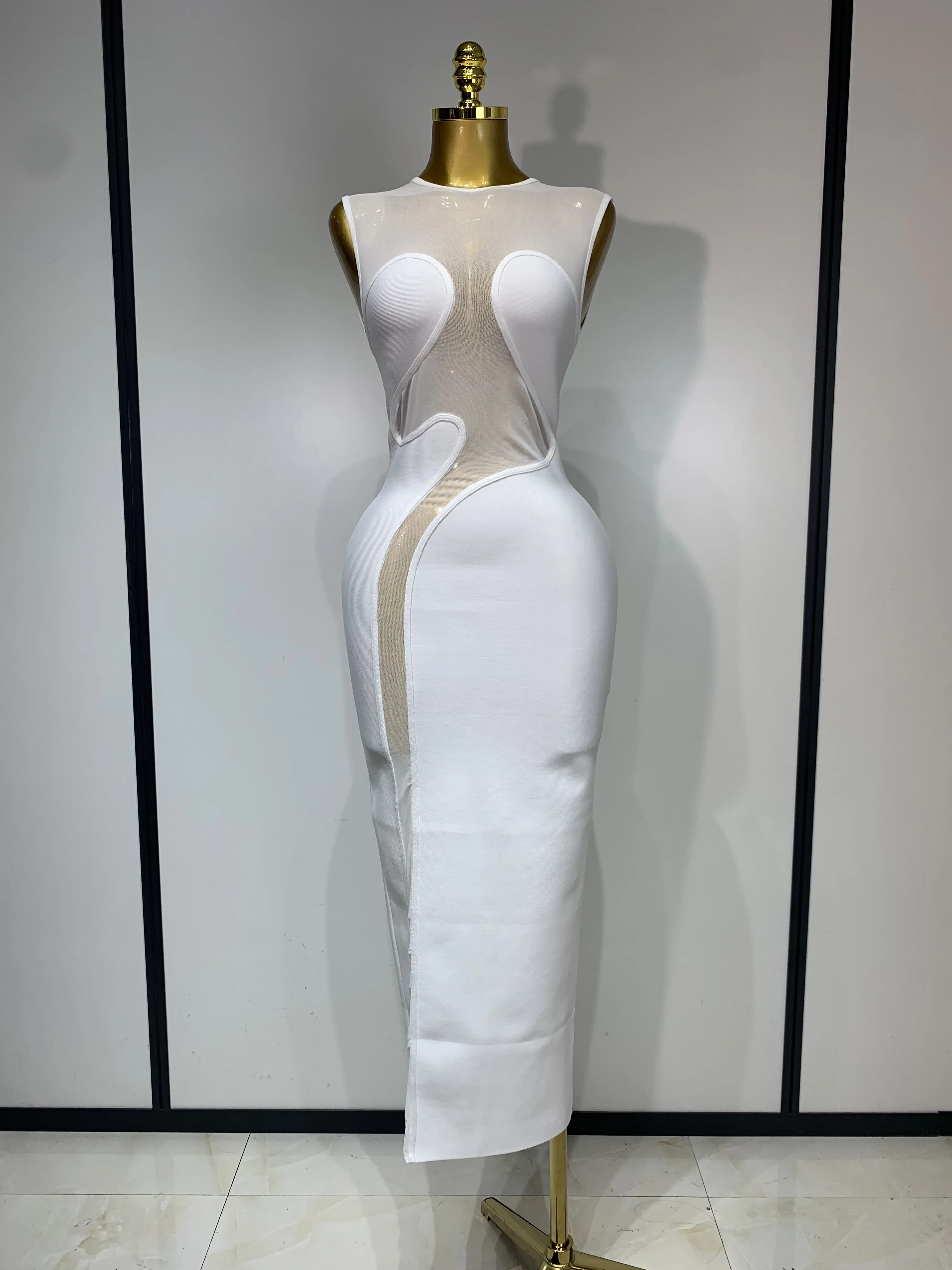 High Quality Sexy O Neck Mesh Bodycon Bandage Dress Evening Party Gown 2025  Celebrity Elegant Luxury Birthday Club Dresses - AliExpress 200000345