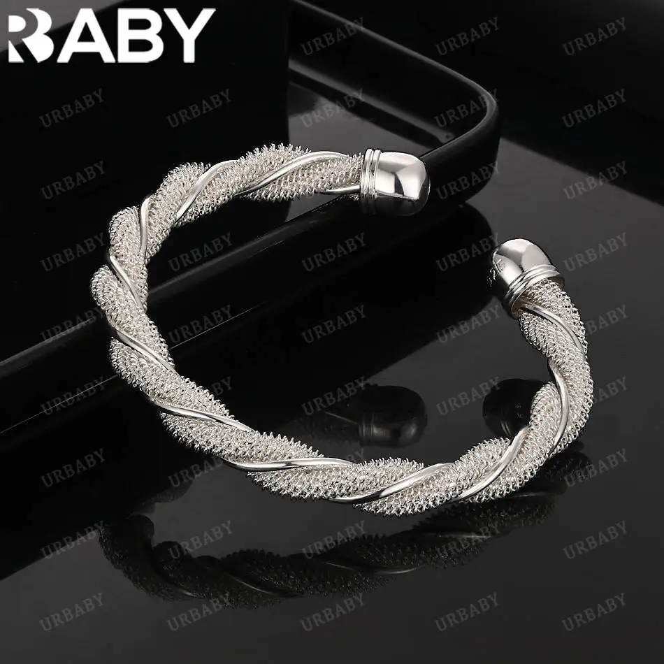 

URBABY 925 Sterling Silver Design Surround Bangle For Women Anniversary Gift Popular Wild Fashion Romantic Jewelry