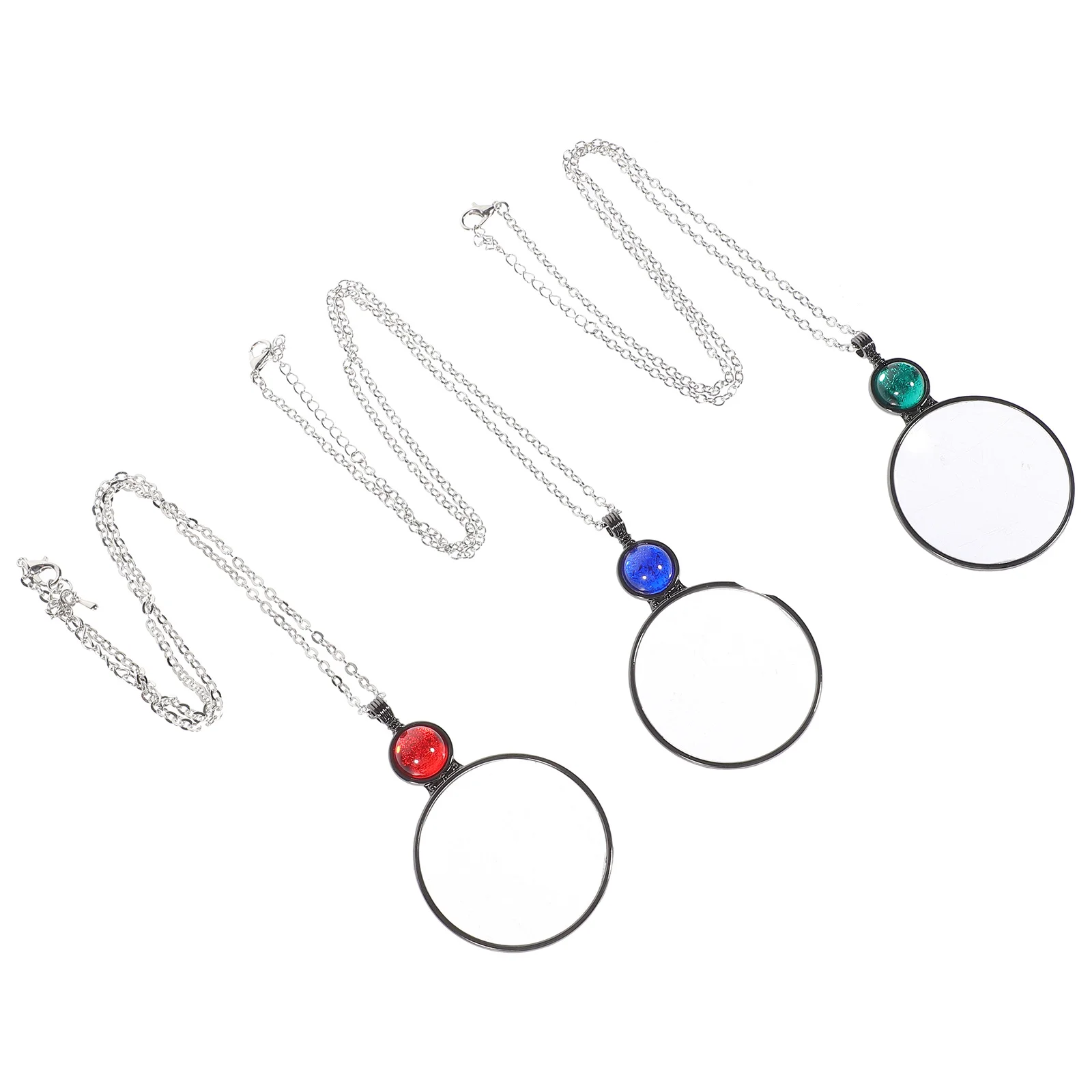 

3Pcs Magnifying Glass Pendant Necklace Sturdy Alloy Glass Lightweight Hanging Magnifier for Reading Sewing Prescriptions Elderly