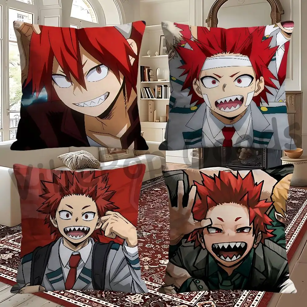 E-Eijiro K-Kirishima Square Cushion Cover Weird Aesthetic Library Book Page Print Pillow Cover