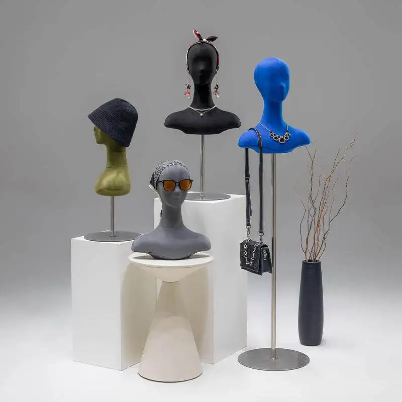 Hat wig head model props colored women's jewelry clothing store scarf rack headscarf necklace window display rack