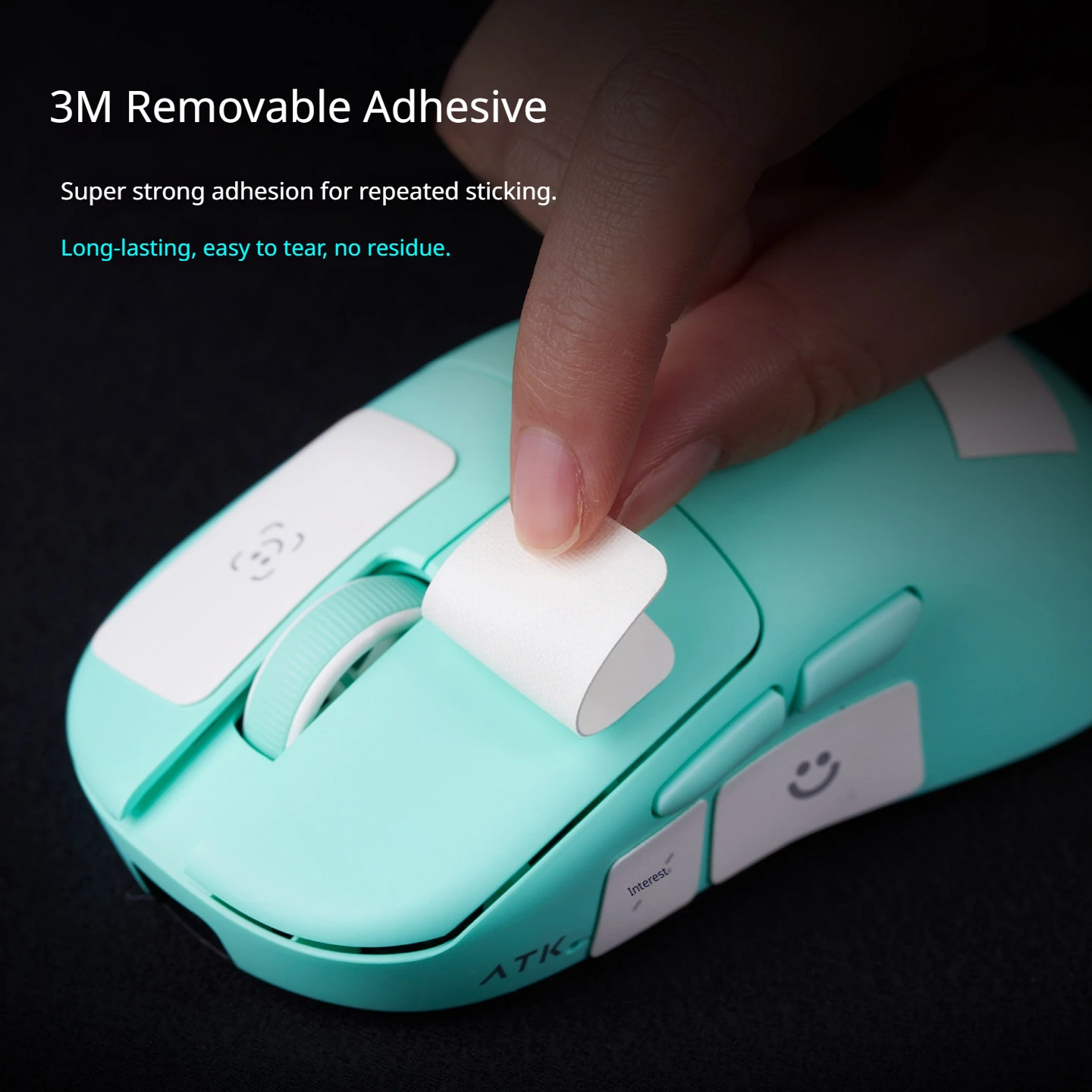 ATK Universal Anti-slip Sticker Black/white 0.3mm Ultra-thin Sweat-absorbent Polyurethane Stretchable E-sports Anti-slip Sticker