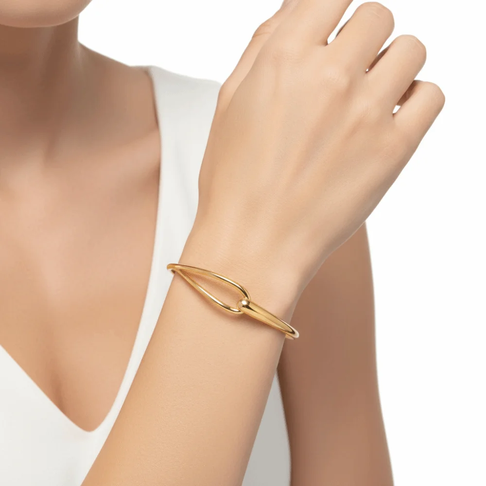 Wave Bangles Interlocking Loop Bangles Non Tarnish Waterproof Hook Bracelets Hypoallergenic Streamlined Fluid Cuffs Party