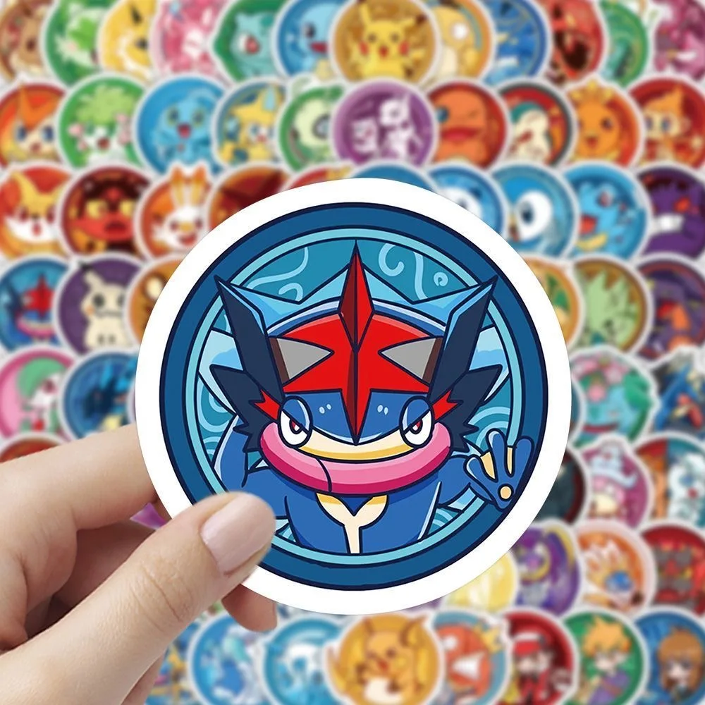 100 Stück Niedliche Pokemon-Gesichtsaufkleber Kawaii Anime Wasserfeste Aufkleber für Notizbuch, Scrapbook, Gepäck, Wasserflasche, DIY
