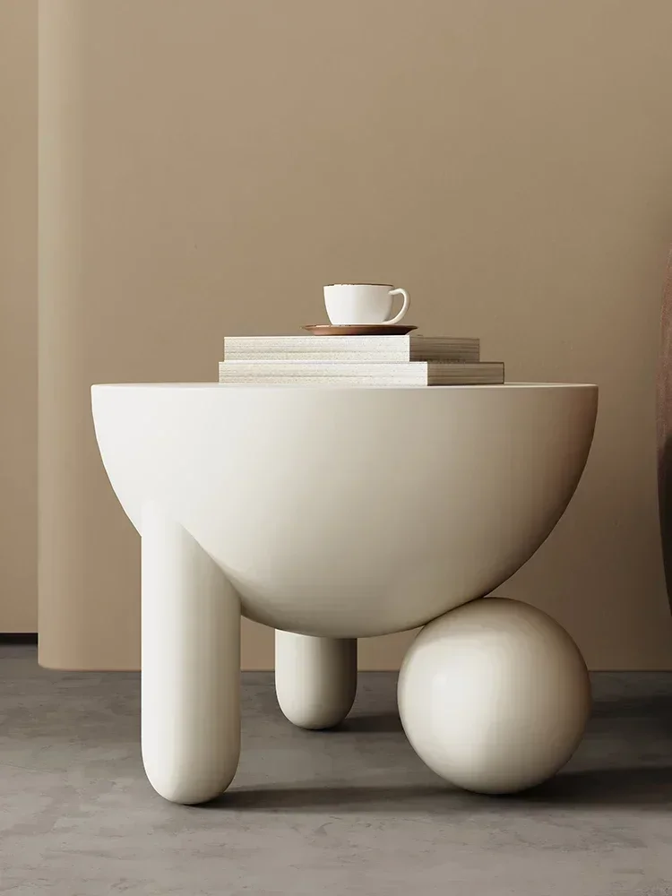 

Hot SalesCream Style Circular Edge Table, Bedroom Bedside Small Coffee Table