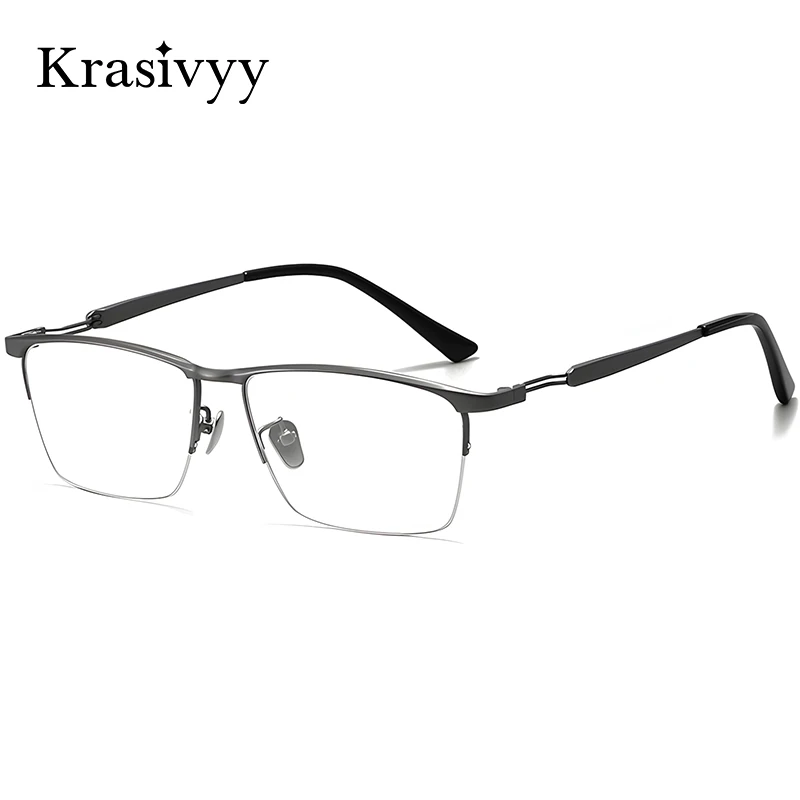 

Оправа для очков Krasivyy из чистого титана, мужская, квадратная, ультралегкая, деловой стиль, для коррекции зрения, итальянский оптический бренд