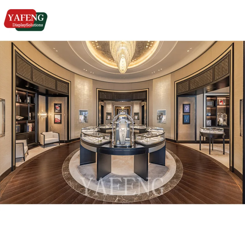 Custom. خزانة عرض مجوهرات من الفولاذ المقاوم للصدأ والزجاج قابلة للتخصيص مع إضاءة LED وحلي عرض فاخرة و Jewe #5