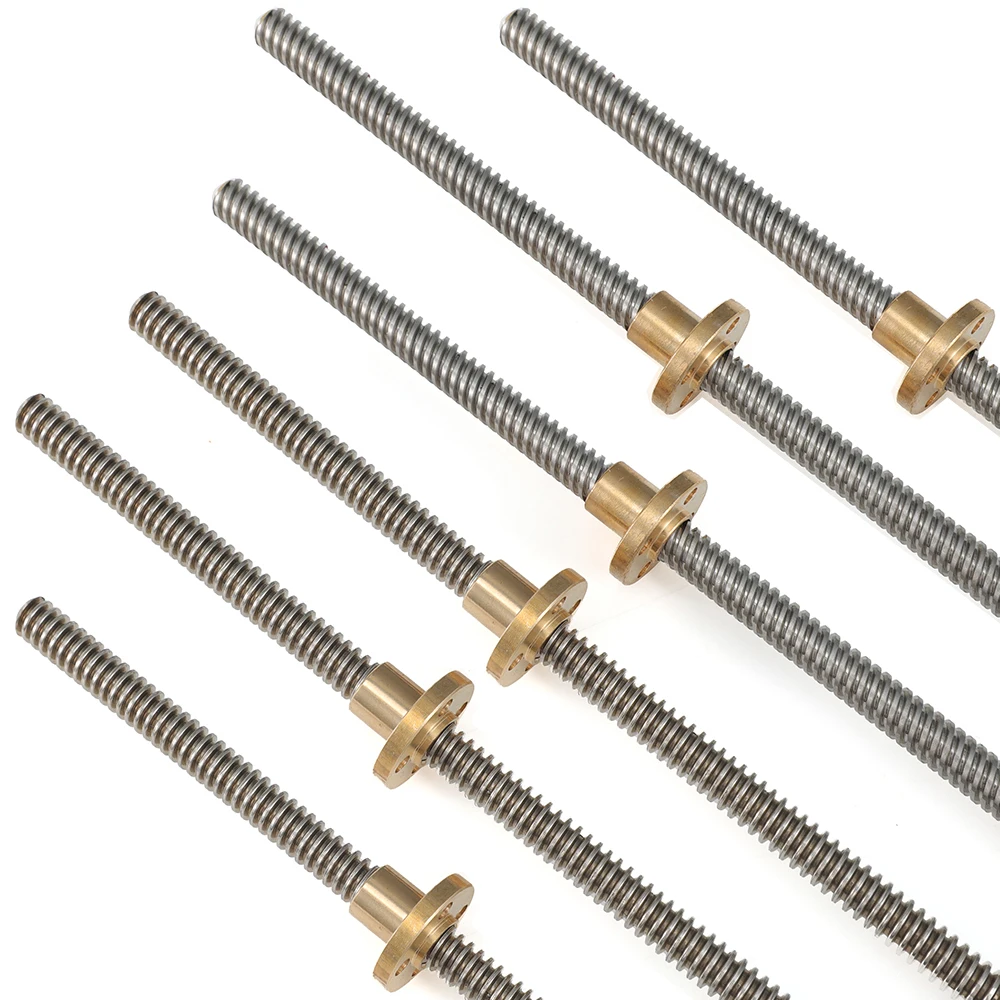 XCR3D 3D Printer Parts  T8 Lead Screw 250mm 300mm 350mm 400mm 450mm   Lead  2mm 4mm 8mm  Stainless Steel With Brass Nut