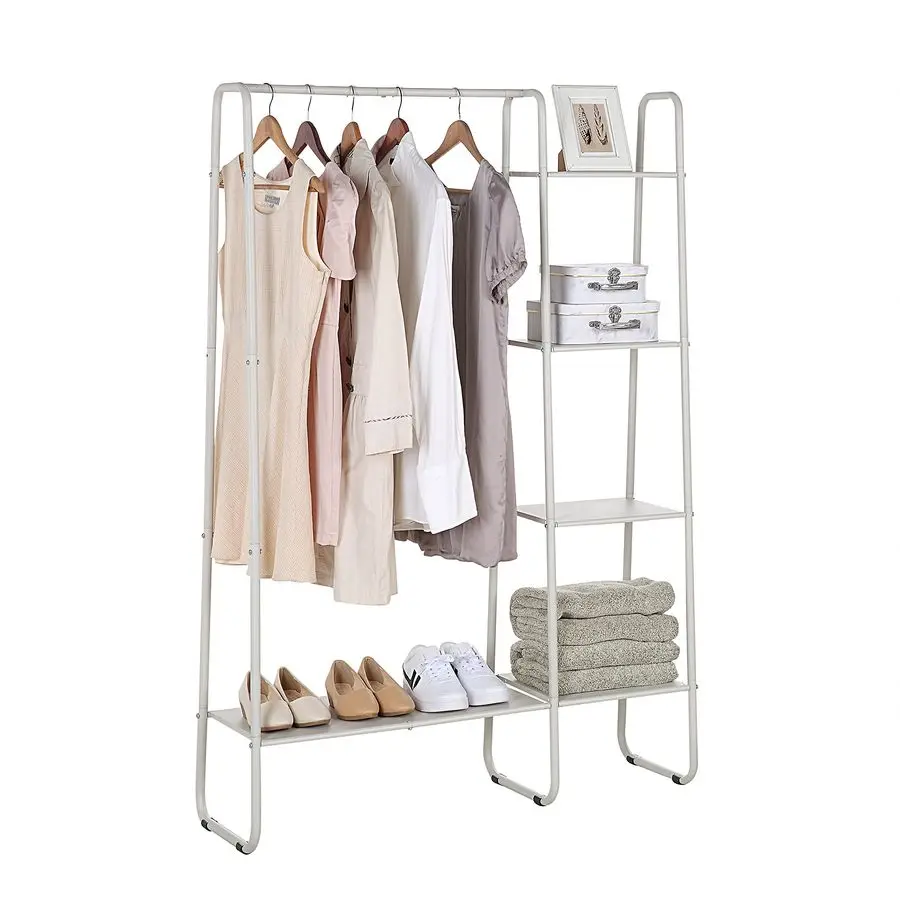 

Freestanding Clothes Metal Garment and Accessories, Organizer Closet Rack OFFWHITE