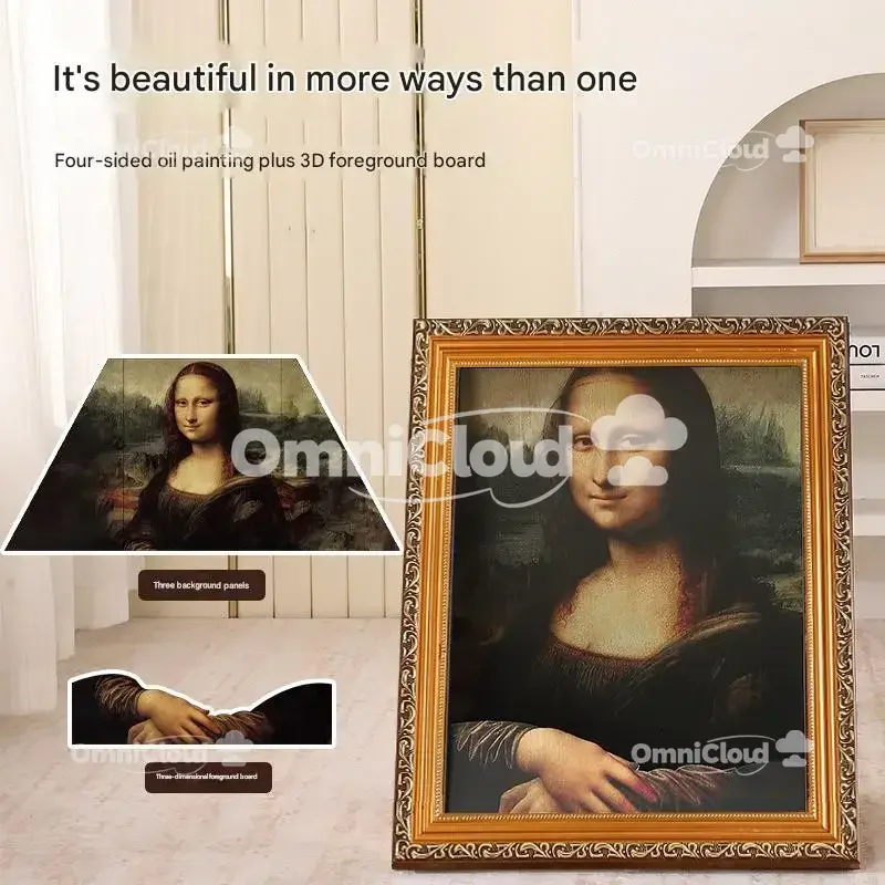 MonaLisa النفط اللوحة ثلاثية الأبعاد تأثير القط خدش السرير مع لوحة خدش قابلة للاستبدال الإبداعية القطط الأثاث القط خدش صور F