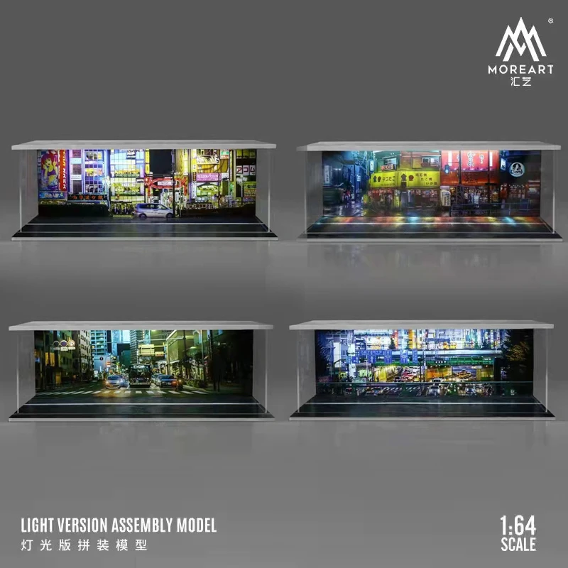 

1/64 Simulated Parking Lot Street scene Miniature Diorama Car Garage PVC Assembly with Light Parking Space Model Display Frame