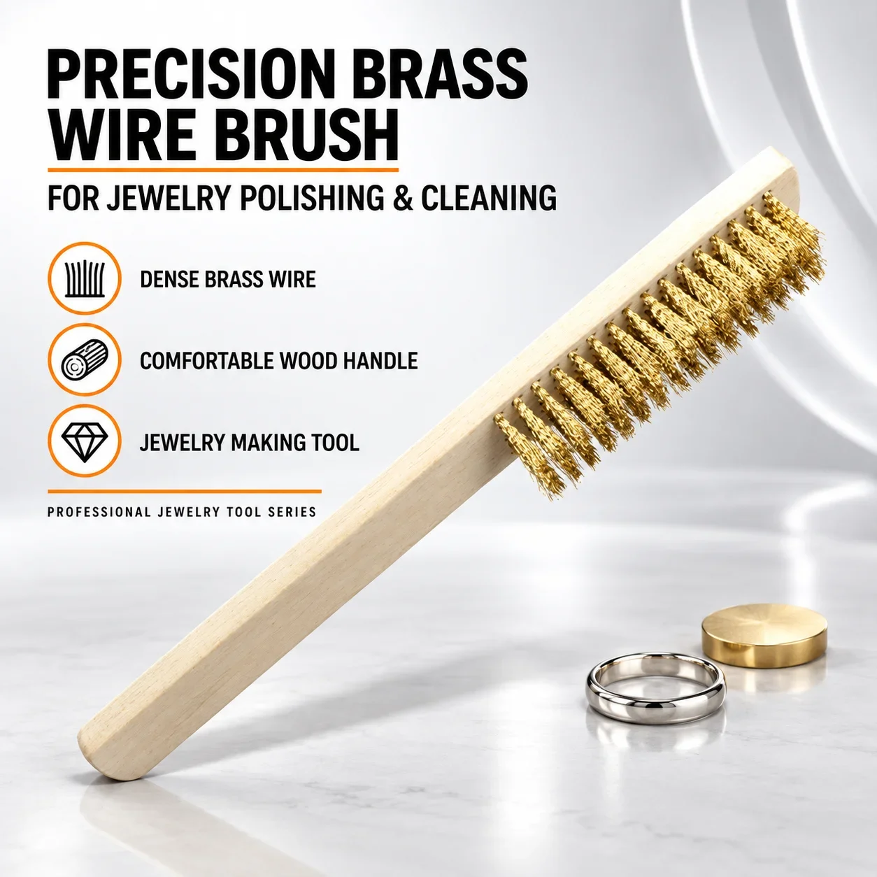 Brass Wire Brush 205mm Wood Handle  For Jewelry Polishing Metal Cleaning Gold Silver Soldering Jewelry Making Supplies