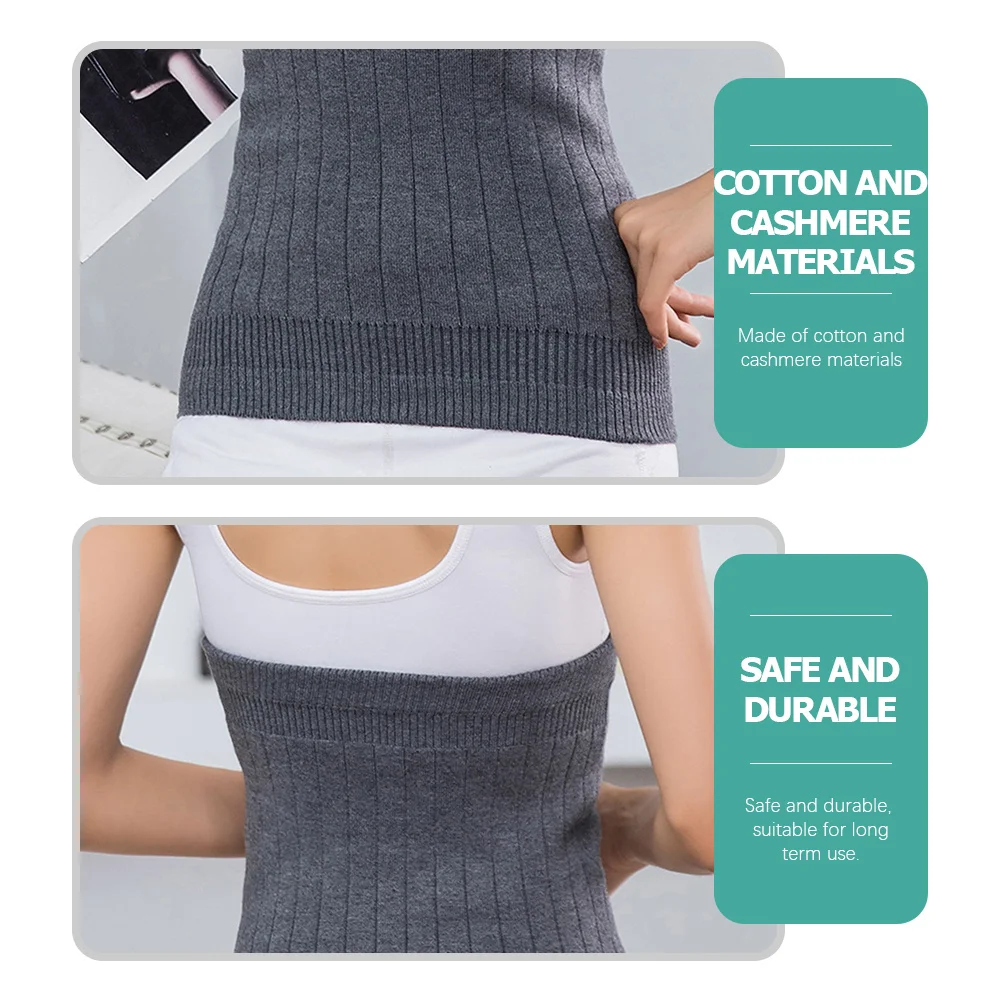 حزام دعم قطني سميك للنساء مدرب خصر قطني دافئ كم خصر محمول دعامة خلفية للاستخدام اليومي للتمرين باللون الرمادي