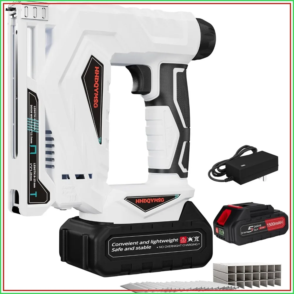 

2 in 1 Cordless Brad Nailer Stapler with Battery, Electric Nail Gun for Upholstery Wood & DIY, 2000pcs Fasteners