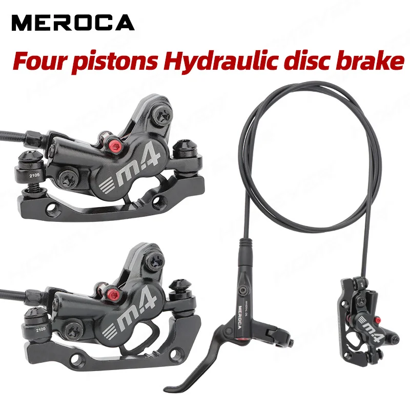 MEROCA M4 Bicycle Mtb Brake Hydraulic Disc Brake 160mm Rotor MTB Bike Oil Disc Brake 4 Piston Oil Brake Bicycle Parts Cycling