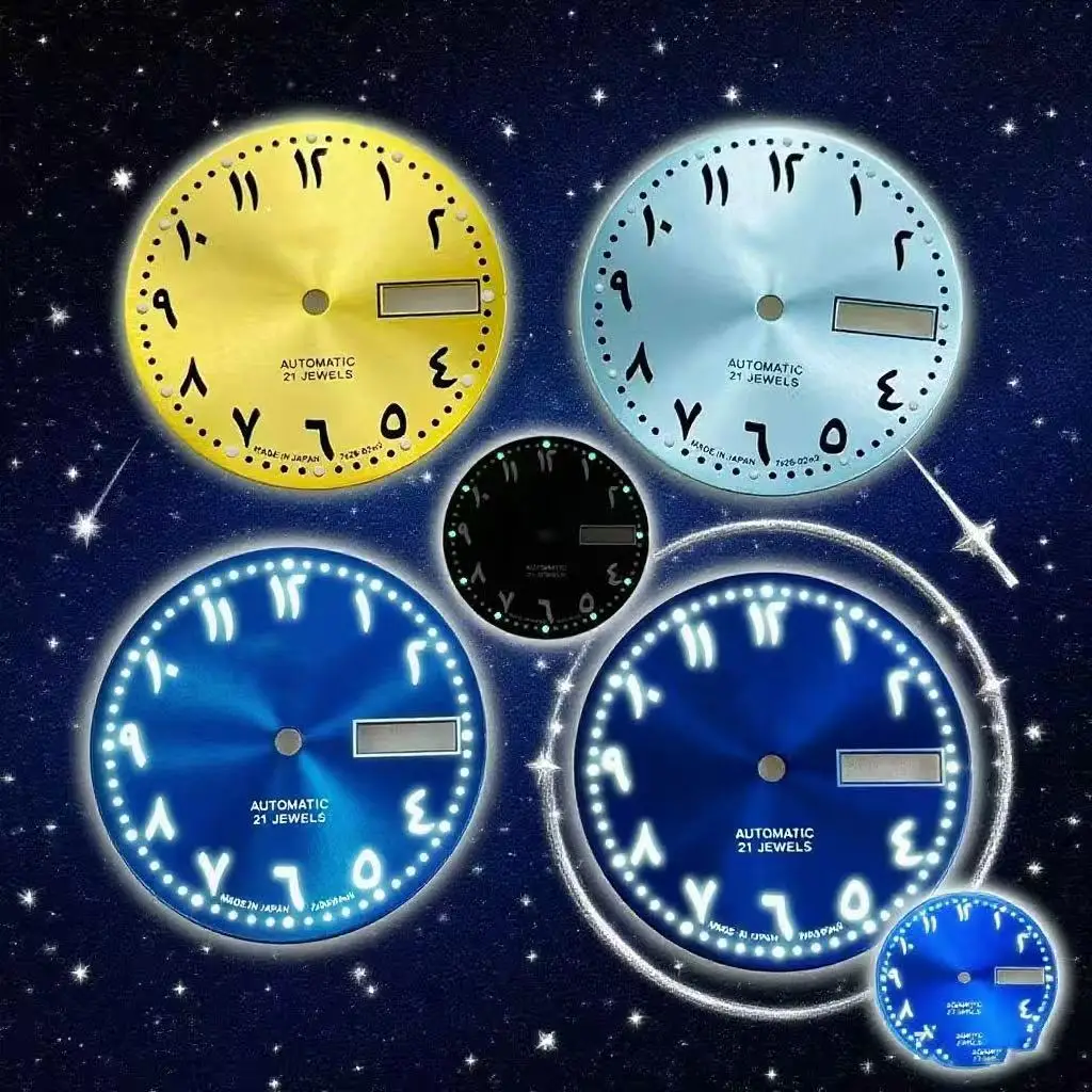 

28.5mm new NH36 dial, s dial, green luminescent Arabic numeral scale, mechanical surface plate, watch accessories