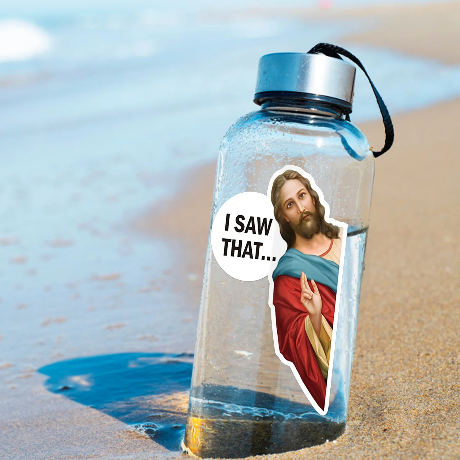 10pcs Funny Car Sticker Jesus I Saw That Vinyl Decal Sticker Waterproof Faith Stickers for Laptops Water Bottles Christian Gifts