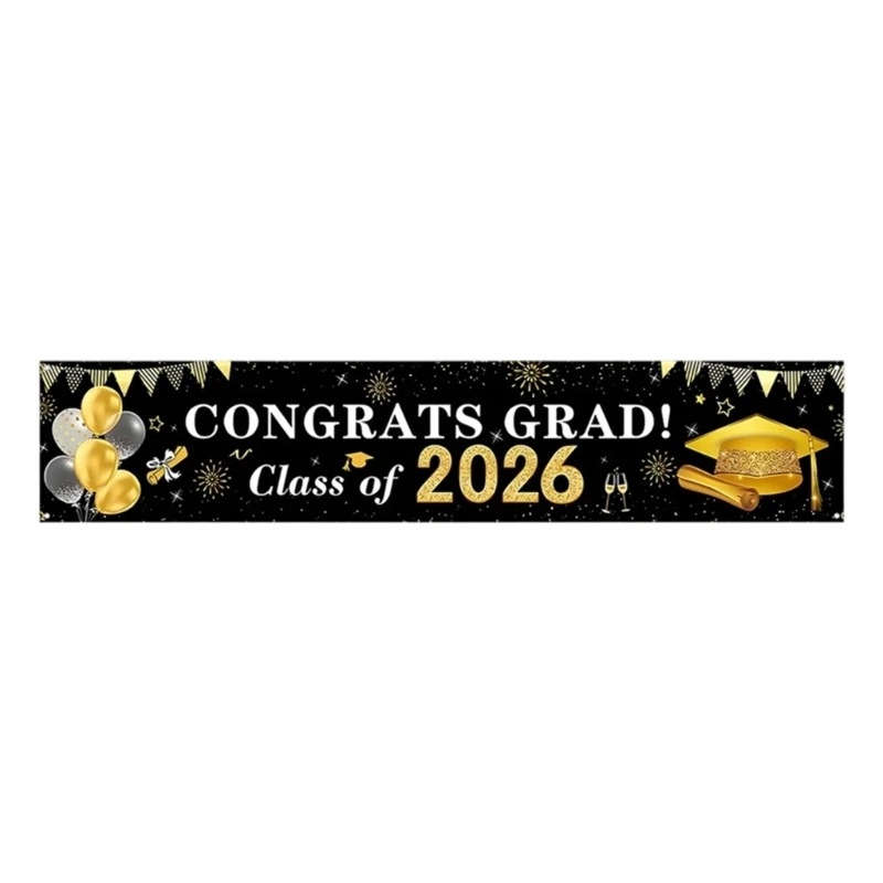 U2JE Black And Gold Graduation Background 2026 Graduation Backdrop With Books Pattern