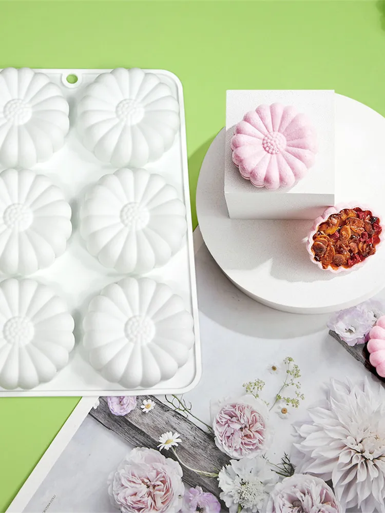 Daisy Mousse Silicone Baking Mold, Pétalas De Girassol, Decoração De Bolo De Chocolate, Pequena Flor De Margarida