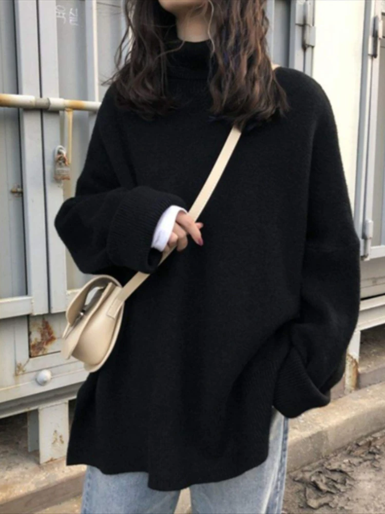 Women Sweater Pullover Female Knitting Overszie Sweaters Long Sleeve Girls Loose Elegant Knitted Thick Outerwear Traf Pull