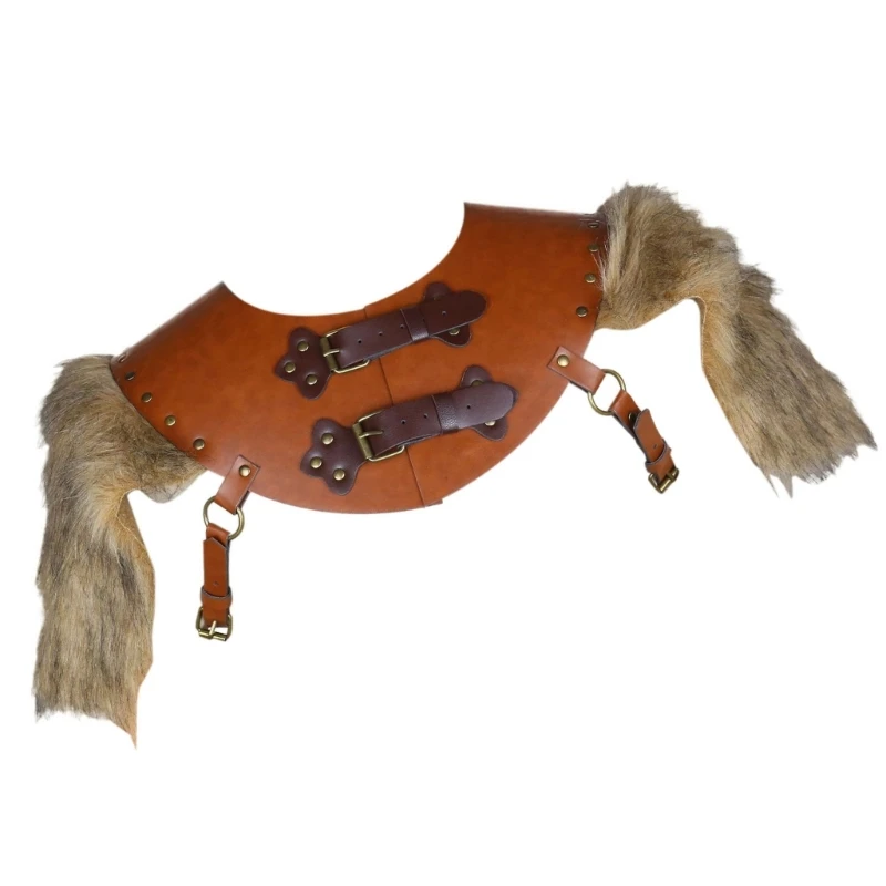 Średniowieczny naramiennik ze skórzanym kołnierzem szal dla mężczyzn, średniowieczny skórzany kołnierz naramiennik kostium DXAA