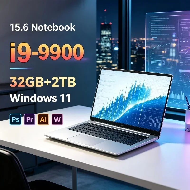 Portable 15.6" 120Hz Windows 11 Notebook I9-9900 32GB RAM 1TB/2TB Storage 5000mAh Battery Stable Daily Business Office Laptop