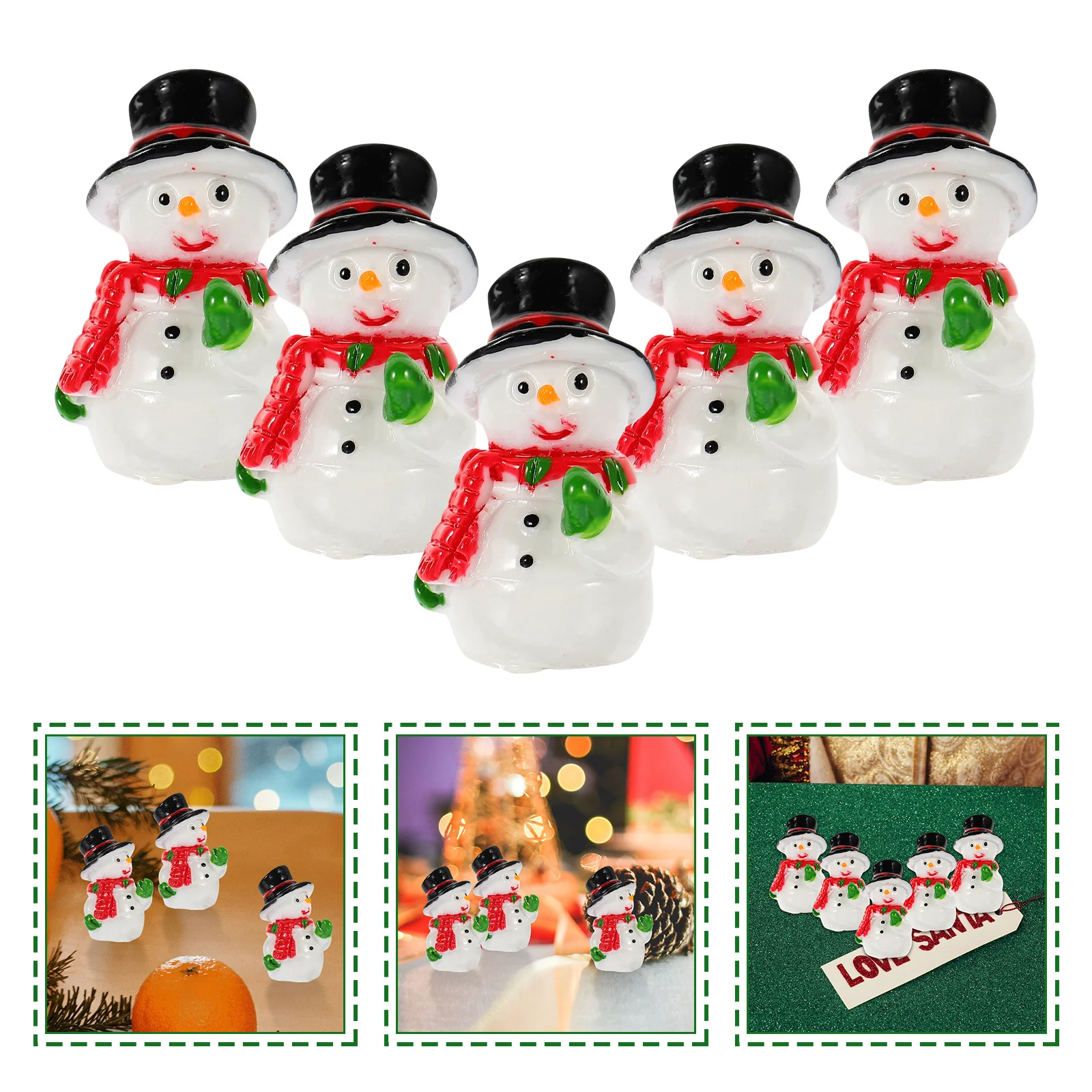 

10Pcs Small Snowman Decorative Figurines Cute Christmas Miniatures for Room Desk Shelf Wall Dining Table Holiday Gift Party