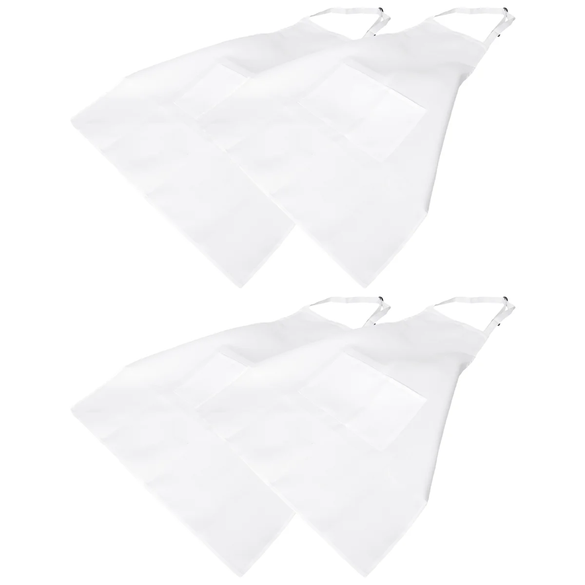 4 Pack Bib Aprons with 2 Pockets Adjustable Kitchen Cooking Chef Apron for Women & Men, White