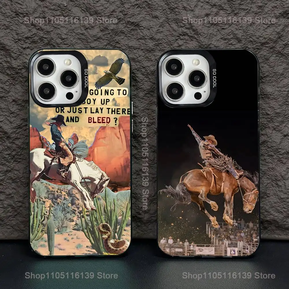 

Extreme Sport Rodeo Cowboy Phone Case For iPhone 16,15,14,13,12,11,Pro,XS,Max,Plus,Mini,SE Black Candy Matte Shockproof Cover