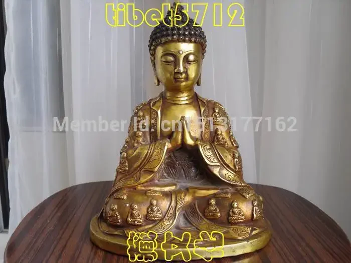 

9" collectibles Tibetan Buddhism Tathagata Amitabha Buddha silver buddha copper Bronze Finish Buddha Healing room Art