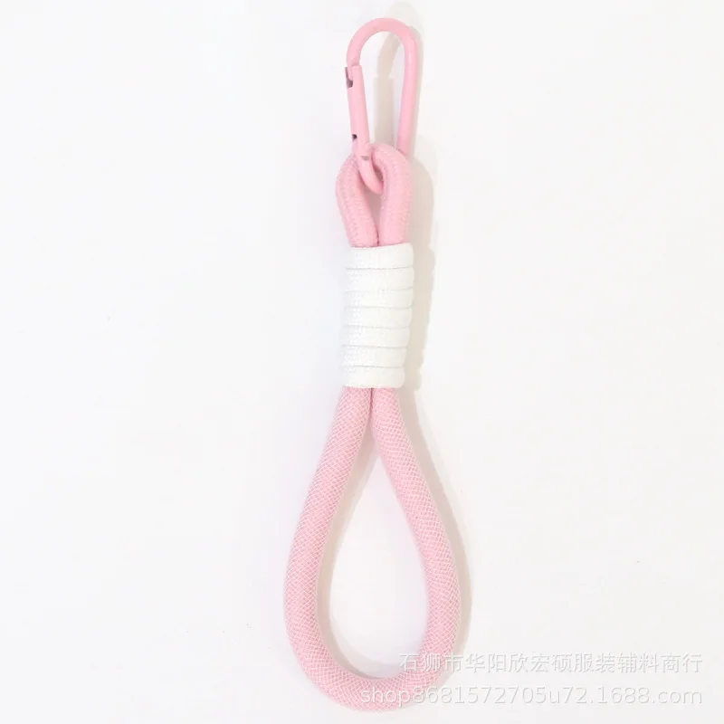 Fluorescent Mesh Woven Rope Keychain Two-Color Buckle Bag Charm for Fashion Pendant for Pants Purse DIY Decorative Accessory