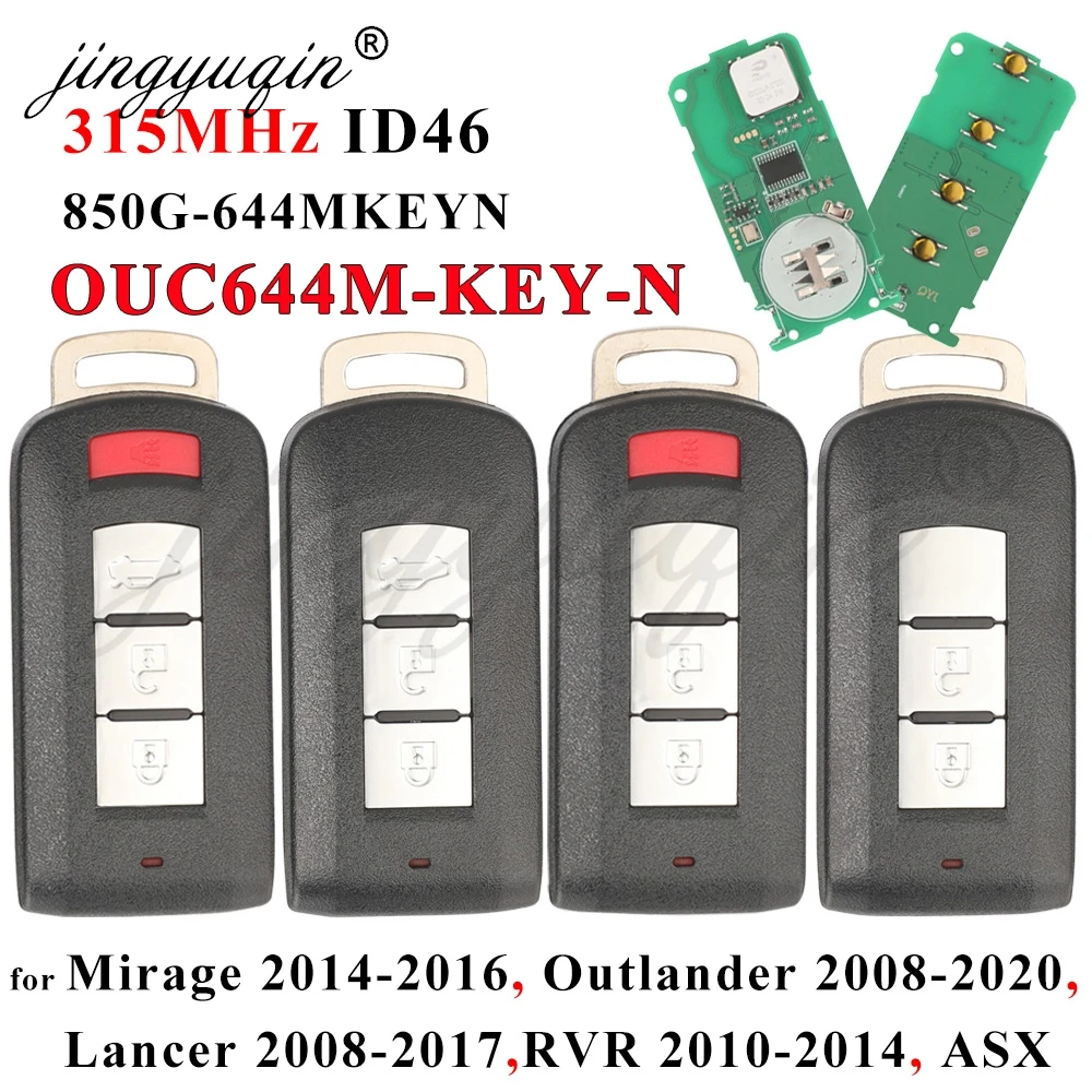

Jingyuqin OUC644M-KEY-N автомобильный ключ для Mitsubishi Lancer Outlander Mirage RVR ASX 315 МГц ID46 PCF7952 бесключевая дистанционная бесконтактная карта