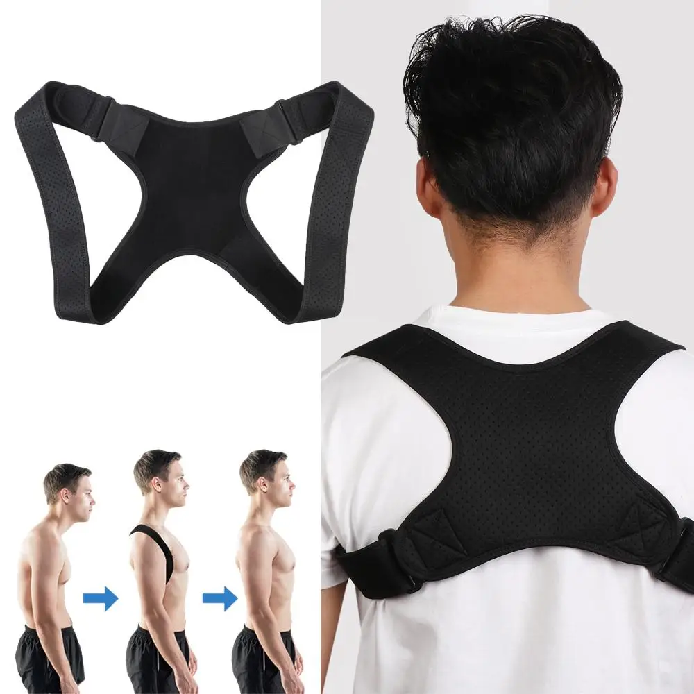 Black Adjustable Posture Corrector Body Brace Bad Back Lumbar Shoulder Support Belt Fitness Tools Women Men UK Unisex Soft