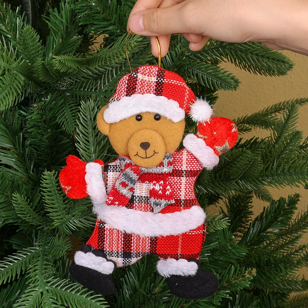 12/1Pcs Christmas Plush Doll Ornaments Santa Claus Snowman Xmas Tree Hanging Pendants Home Xmas New Year Party Decorations Gifts