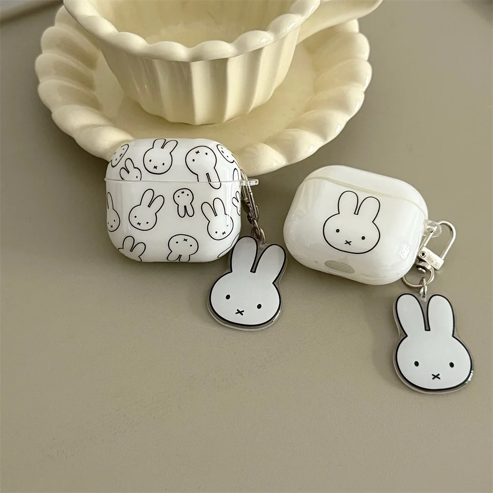 

Simple line cartoon rabbit white earphone case protective cover for Airpods 4 3 2 Cases Airpods Pro 3 2 headphone case funda