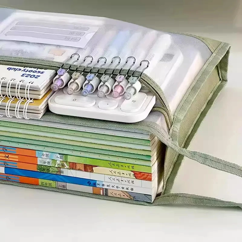 Large A4 Clear Mesh Organiser with Double Zip - Spacious Portable Handmade Storage Bag
